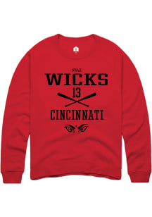Noah Wicks  Rally Cincinnati Bearcats Mens Red NIL Sport Icon Long Sleeve Crew Sweatshirt