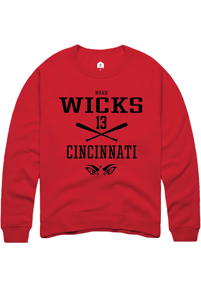 Noah Wicks Rally Cincinnati Bearcats Mens Red NIL Sport Icon Long Sleeve Crew Sweatshirt