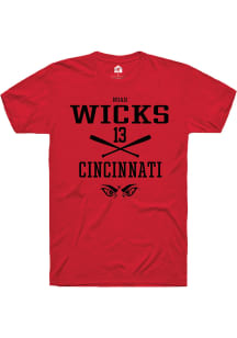 Noah Wicks  Cincinnati Bearcats Red Rally NIL Sport Icon Short Sleeve T Shirt