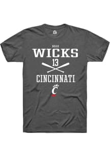 Noah Wicks  Cincinnati Bearcats Dark Grey Rally NIL Sport Icon Short Sleeve T Shirt