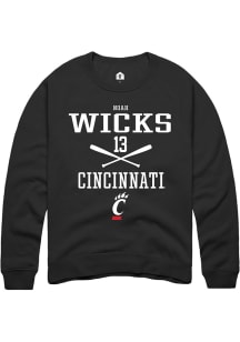 Noah Wicks  Rally Cincinnati Bearcats Mens Black NIL Sport Icon Long Sleeve Crew Sweatshirt