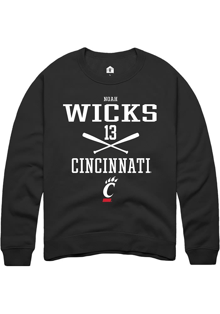 Noah Wicks Rally Cincinnati Bearcats Mens Black NIL Sport Icon Long Sleeve Crew Sweatshirt