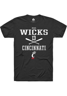 Noah Wicks  Cincinnati Bearcats Black Rally NIL Sport Icon Short Sleeve T Shirt