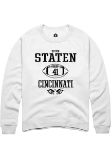 Quinn Staten Rally Mens White Cincinnati Bearcats NIL Sport Icon Crew Sweatshirt