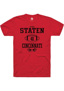 Quinn Staten  Cincinnati Bearcats Red Rally NIL Sport Icon Short Sleeve T Shirt