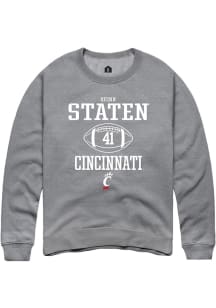 Quinn Staten Rally Mens Graphite Cincinnati Bearcats NIL Sport Icon Crew Sweatshirt