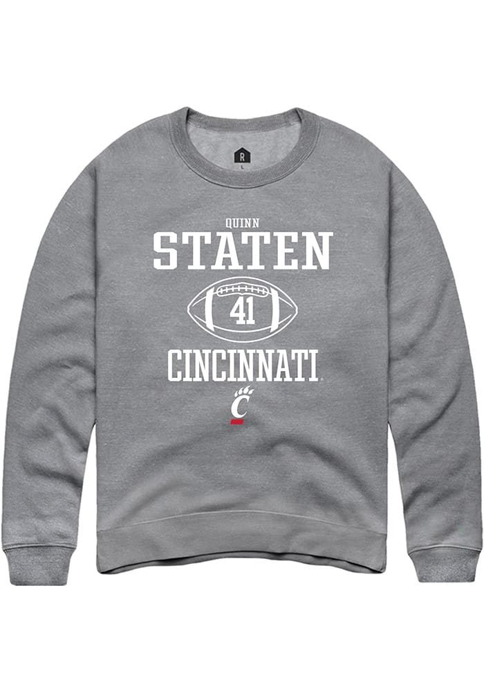 Quinn Staten Rally Cincinnati Bearcats Mens Grey NIL Sport Icon Long Sleeve Crew Sweatshirt