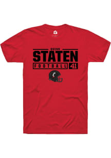 Quinn Staten  Cincinnati Bearcats Red Rally NIL Stacked Box Short Sleeve T Shirt