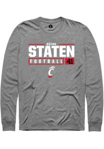 Quinn Staten  Cincinnati Bearcats Graphite Rally NIL Stacked Box Long Sleeve T Shirt