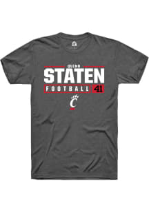 Quinn Staten  Cincinnati Bearcats Dark Grey Rally NIL Stacked Box Short Sleeve T Shirt