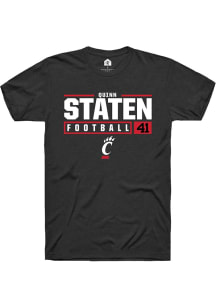 Quinn Staten  Cincinnati Bearcats Black Rally NIL Stacked Box Short Sleeve T Shirt