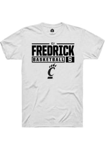 Cj Fredrick  Cincinnati Bearcats White Rally NIL Stacked Box Short Sleeve T Shirt