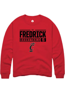 Cj Fredrick  Rally Cincinnati Bearcats Mens Red NIL Stacked Box Long Sleeve Crew Sweatshirt