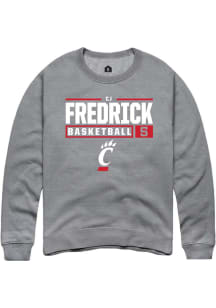 Cj Fredrick  Rally Cincinnati Bearcats Mens Grey NIL Stacked Box Long Sleeve Crew Sweatshirt