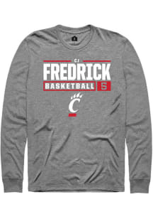 Cj Fredrick  Cincinnati Bearcats Graphite Rally NIL Stacked Box Long Sleeve T Shirt