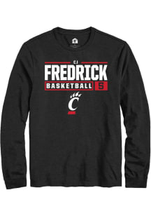 Cj Fredrick  Cincinnati Bearcats Black Rally NIL Stacked Box Long Sleeve T Shirt