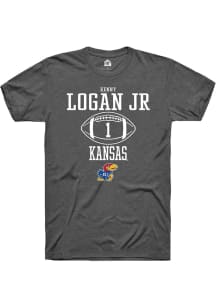 Kenny Logan Jr.  Kansas Jayhawks Dark Grey Rally NIL Sport Icon Short Sleeve T Shirt