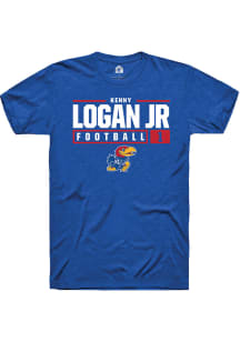 Kenny Logan Jr.  Kansas Jayhawks Blue Rally NIL Stacked Box Short Sleeve T Shirt