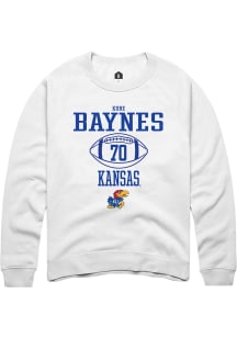 Kobe Baynes  Rally Kansas Jayhawks Mens White NIL Sport Icon Long Sleeve Crew Sweatshirt