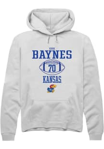 Kobe Baynes  Rally Kansas Jayhawks Mens White NIL Sport Icon Long Sleeve Hoodie