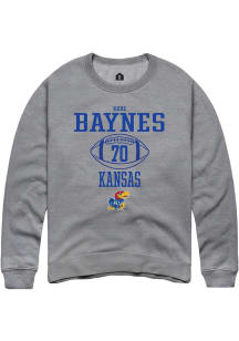 Kobe Baynes  Rally Kansas Jayhawks Mens Graphite NIL Sport Icon Long Sleeve Crew Sweatshirt