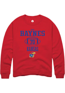 Kobe Baynes  Rally Kansas Jayhawks Mens Red NIL Sport Icon Long Sleeve Crew Sweatshirt