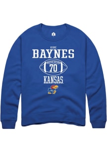 Kobe Baynes  Rally Kansas Jayhawks Mens Blue NIL Sport Icon Long Sleeve Crew Sweatshirt