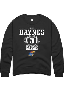 Kobe Baynes  Rally Kansas Jayhawks Mens Black NIL Sport Icon Long Sleeve Crew Sweatshirt