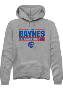 Kobe Baynes  Rally Kansas Jayhawks Mens Graphite NIL Stacked Box Long Sleeve Hoodie