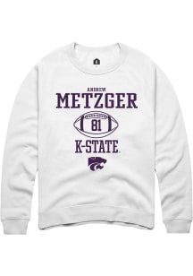 Andrew Metzger Rally Mens White K-State Wildcats NIL Sport Icon Crew Sweatshirt