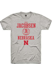 Cale Jacobsen Ash Nebraska Cornhuskers NIL Sport Icon Short Sleeve T Shirt