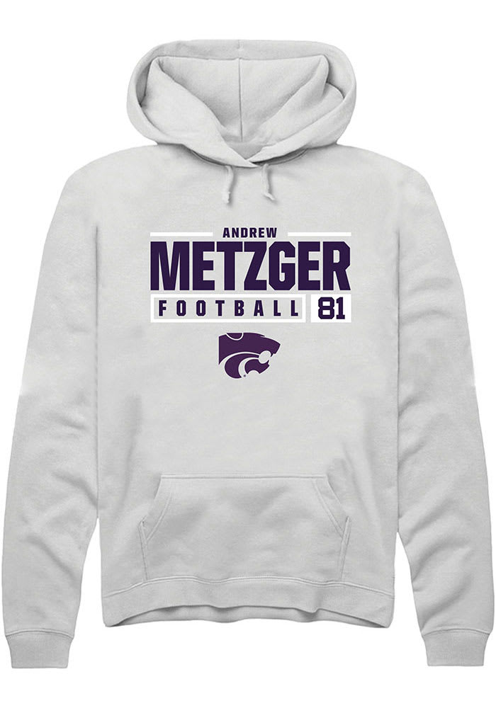 Andrew Metzger Rally K-State Wildcats Mens White NIL Stacked Box Long Sleeve Hoodie