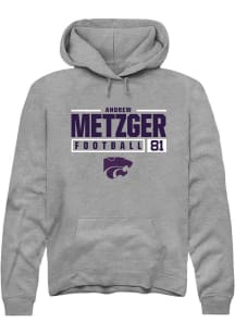 Andrew Metzger Rally Mens Graphite K-State Wildcats NIL Stacked Box Hooded Sweatshirt