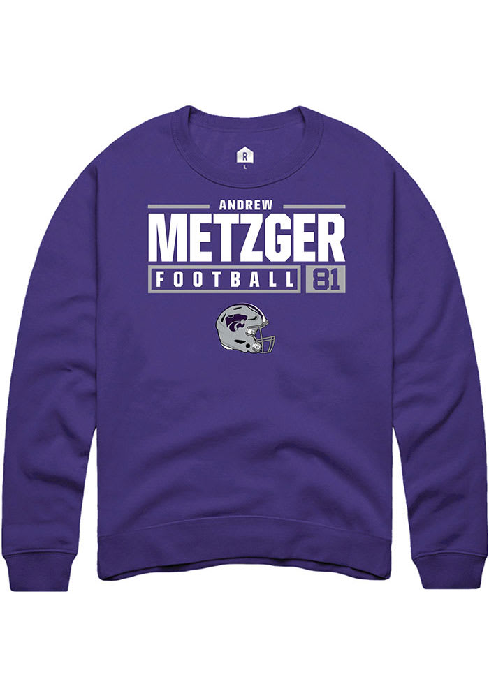 Andrew Metzger Rally K-State Wildcats Mens Purple NIL Stacked Box Long Sleeve Crew Sweatshirt