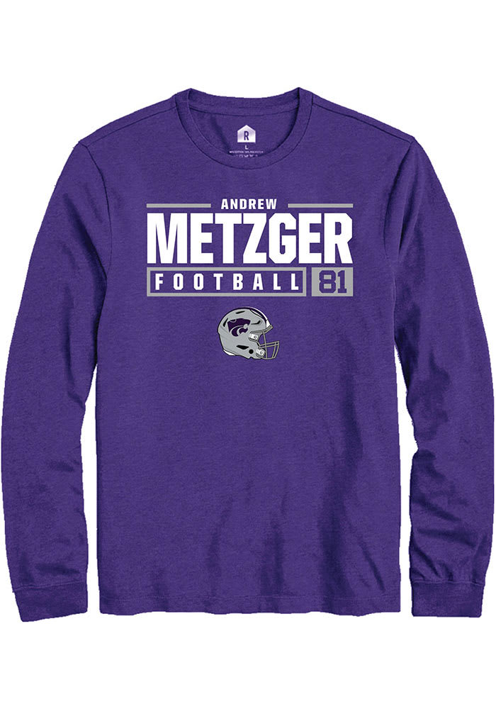 Andrew Metzger K-State Wildcats Purple Rally NIL Stacked Box Long Sleeve T Shirt