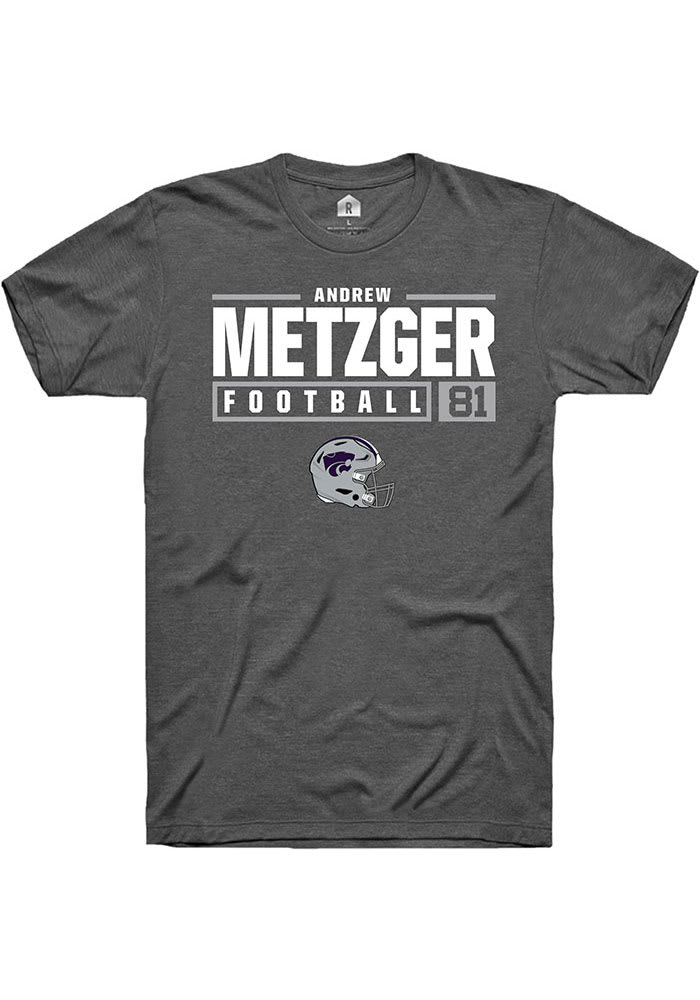 Andrew Metzger K-State Wildcats Grey Rally NIL Stacked Box Short Sleeve T Shirt