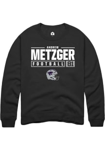 Andrew Metzger Rally Mens Black K-State Wildcats NIL Stacked Box Crew Sweatshirt