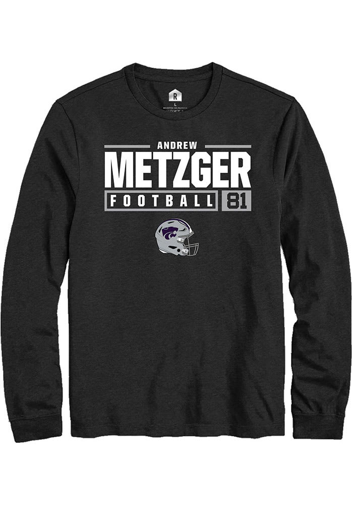 Andrew Metzger K-State Wildcats Black Rally NIL Stacked Box Long Sleeve T Shirt