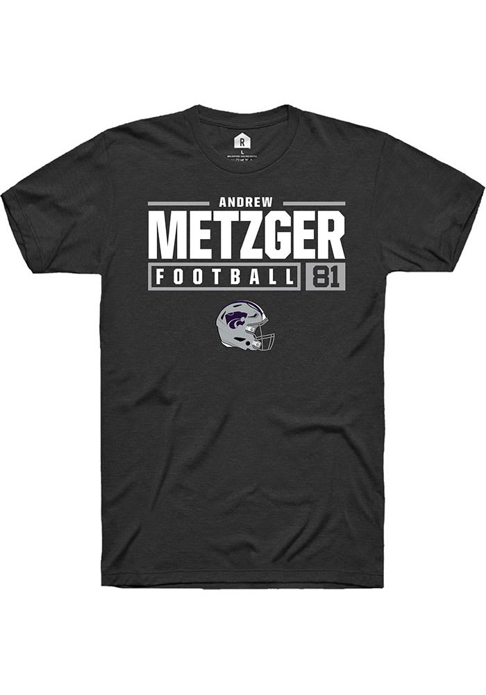 Andrew Metzger K-State Wildcats Black Rally NIL Stacked Box Short Sleeve T Shirt