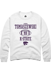 Asher Tomaszewski Rally Mens White K-State Wildcats NIL Sport Icon Crew Sweatshirt