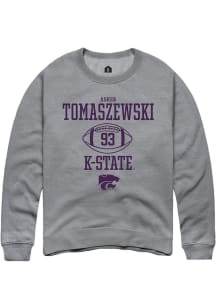 Asher Tomaszewski Rally Mens Graphite K-State Wildcats NIL Sport Icon Crew Sweatshirt