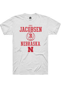 Cale Jacobsen White Nebraska Cornhuskers NIL Sport Icon Short Sleeve T Shirt