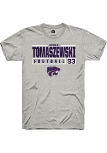 Asher Tomaszewski  K-State Wildcats Ash Rally NIL Stacked Box Short Sleeve T Shirt