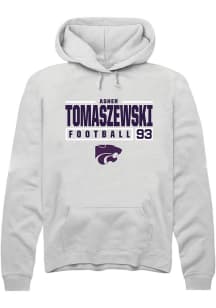 Asher Tomaszewski Rally Mens White K-State Wildcats NIL Stacked Box Hooded Sweatshirt