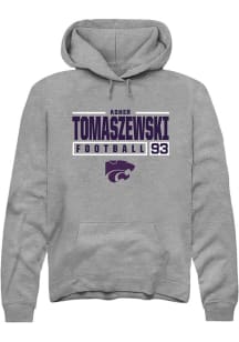 Asher Tomaszewski Rally Mens Graphite K-State Wildcats NIL Stacked Box Hooded Sweatshirt