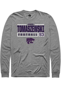 Asher Tomaszewski  K-State Wildcats Graphite Rally NIL Stacked Box Long Sleeve T Shirt