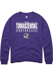 Asher Tomaszewski Rally Mens Purple K-State Wildcats NIL Stacked Box Crew Sweatshirt