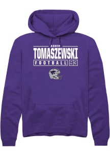 Asher Tomaszewski Rally Mens Purple K-State Wildcats NIL Stacked Box Hooded Sweatshirt