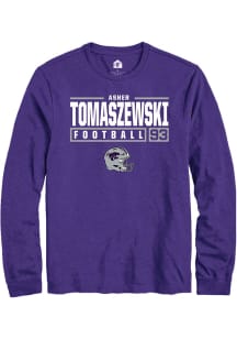 Asher Tomaszewski  K-State Wildcats Purple Rally NIL Stacked Box Long Sleeve T Shirt