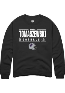 Asher Tomaszewski Rally Mens Black K-State Wildcats NIL Stacked Box Crew Sweatshirt